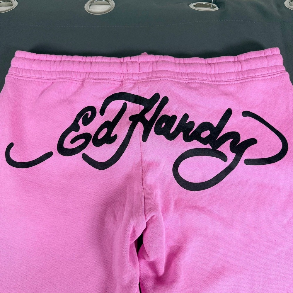 Y2K Ed Hardy Wide-Leg Sweatpants EHW8200-24 Bubble Gum Pink XL Extra Large - Picture 4 of 11